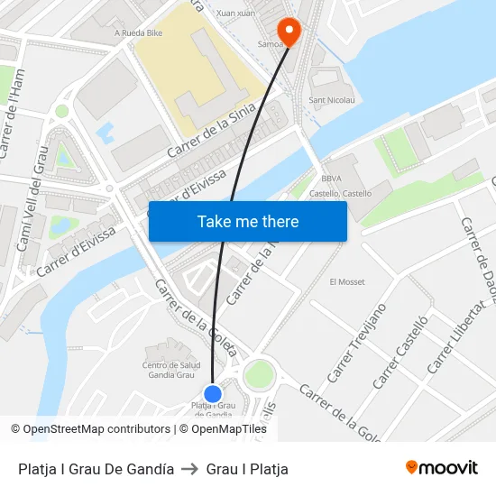 Platja I Grau De Gandía to Grau I Platja map