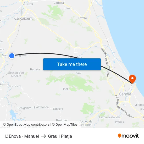 L' Enova - Manuel to Grau I Platja map