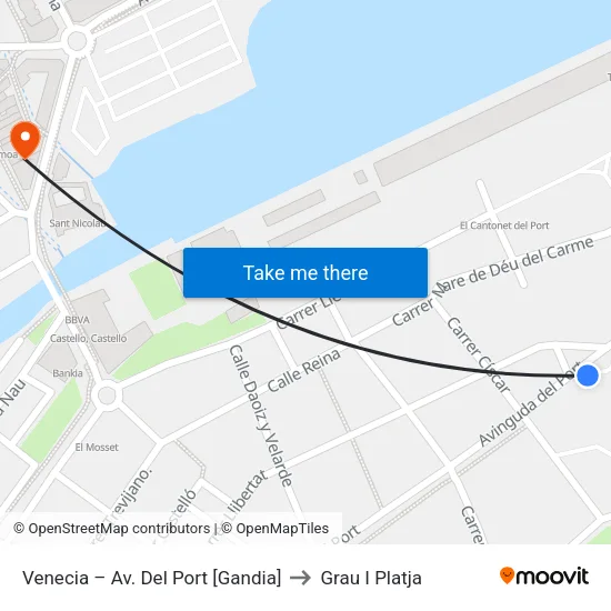 Venecia – Av. Del Port [Gandia] to Grau I Platja map