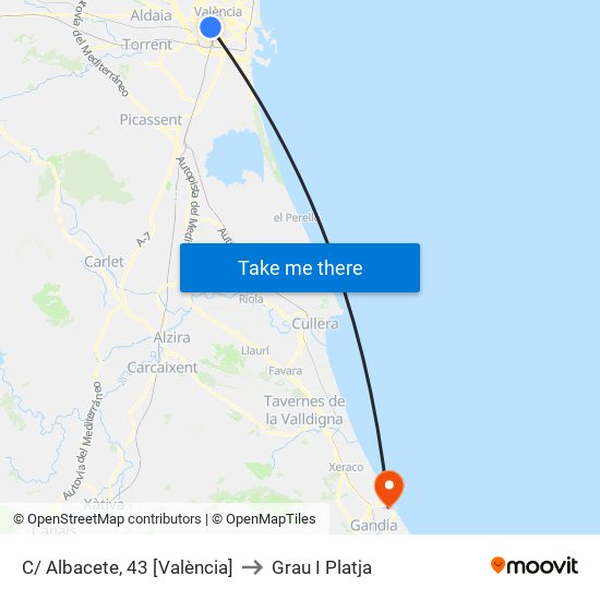 C/ Albacete, 43 [València] to Grau I Platja map