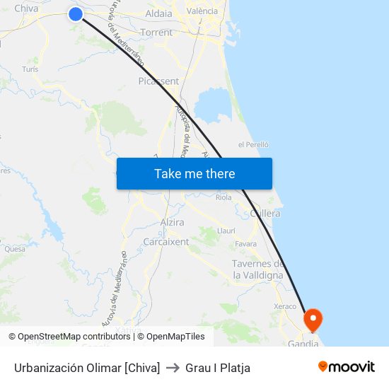 Urbanización Olimar [Chiva] to Grau I Platja map