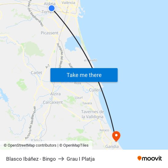 Blasco Ibáñez - Bingo to Grau I Platja map