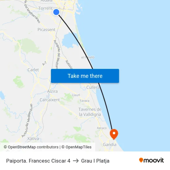 Paiporta. Francesc Ciscar 4 to Grau I Platja map