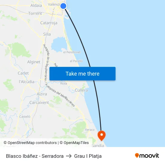 Blasco Ibáñez - Serradora to Grau I Platja map