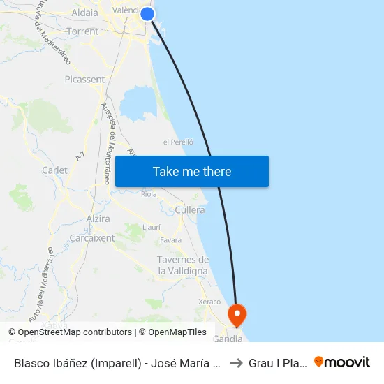 Blasco Ibáñez (Imparell) - José María Haro to Grau I Platja map