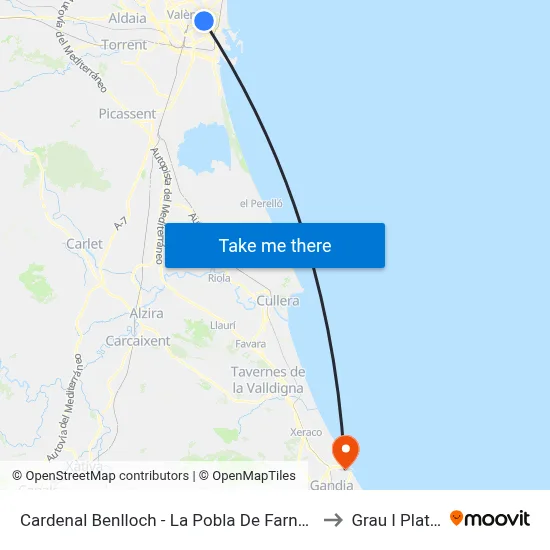 Cardenal Benlloch - La Pobla De Farnals to Grau I Platja map