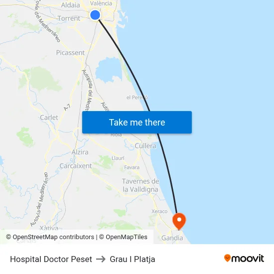Hospital Doctor Peset to Grau I Platja map