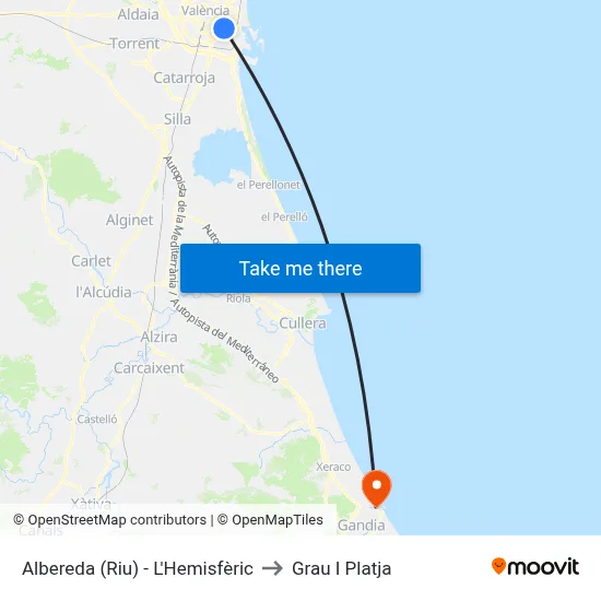 Albereda (Riu) - L'Hemisfèric to Grau I Platja map