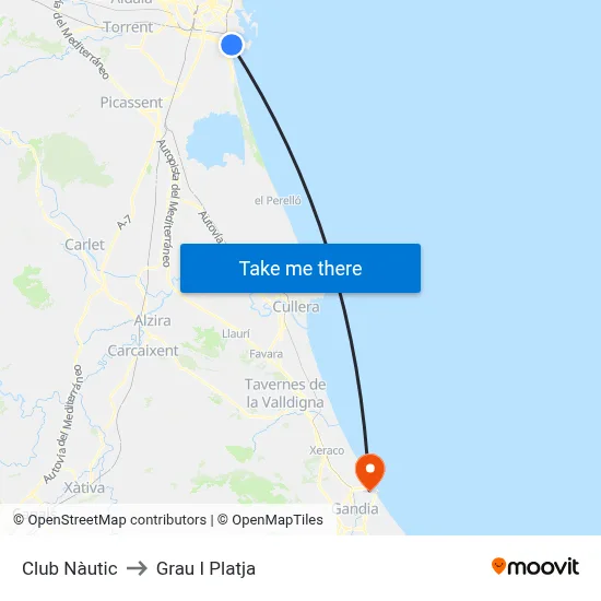 Club Nàutic to Grau I Platja map
