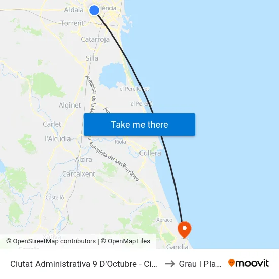 Ciutat Administrativa 9 D'Octubre - Cieza to Grau I Platja map