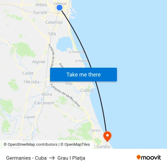 Germanies - Cuba to Grau I Platja map