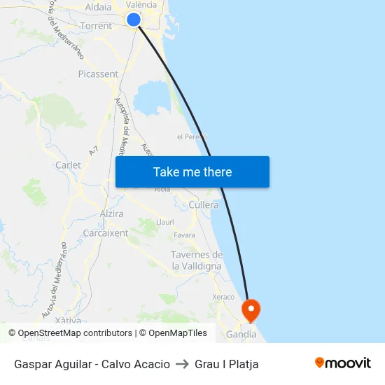 Gaspar Aguilar - Calvo Acacio to Grau I Platja map