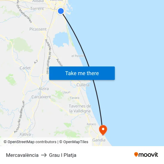 Mercavalència to Grau I Platja map