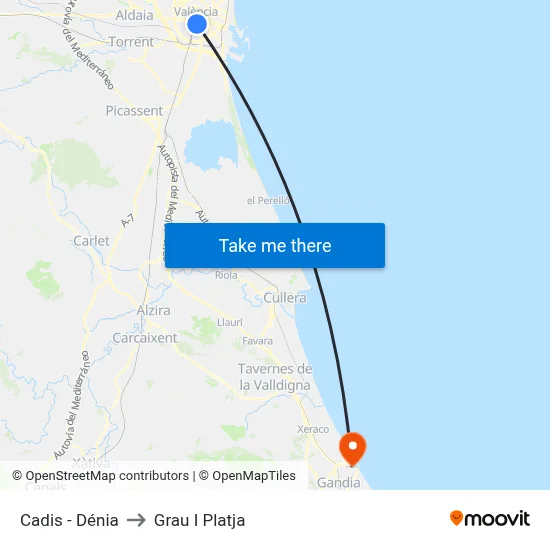 Cadis - Dénia to Grau I Platja map