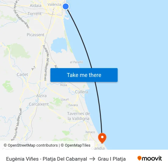 Eugènia Viñes - Platja Del Cabanyal to Grau I Platja map