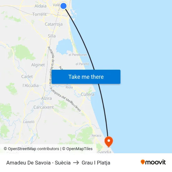 Amadeu De Savoia - Suècia to Grau I Platja map