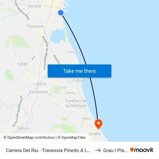 Carrera Del Riu - Travessia Pinedo A La Mar to Grau I Platja map