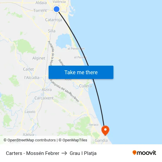 Carters - Mossén Febrer to Grau I Platja map