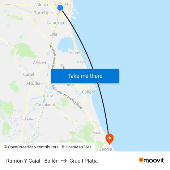 Ramón Y Cajal - Bailén to Grau I Platja map