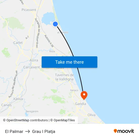 El Palmar to Grau I Platja map