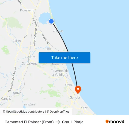 Cementeri El Palmar (Front) to Grau I Platja map