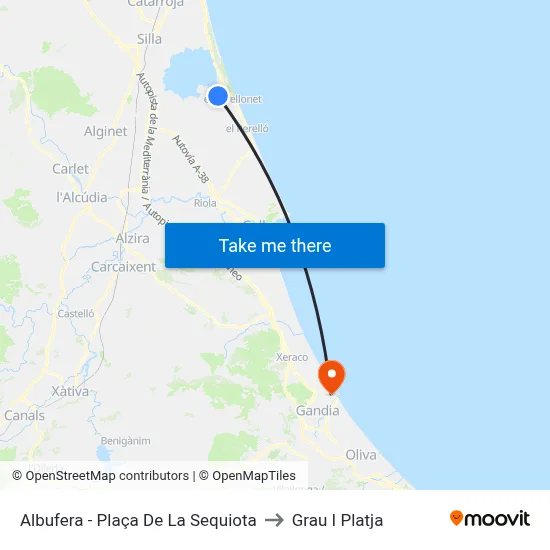 Albufera - Plaça De La Sequiota to Grau I Platja map