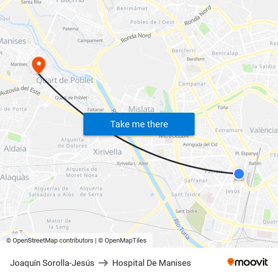 Joaquín Sorolla-Jesús to Hospital De Manises map
