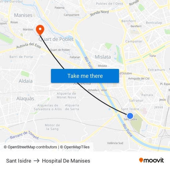 Sant Isidre to Hospital De Manises map