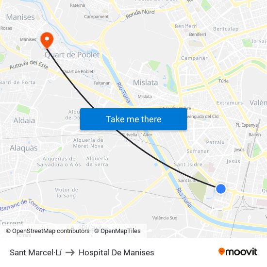 Sant Marcel·Lí to Hospital De Manises map