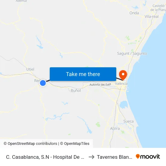 C. Casablanca, S.N - Hospital De Requena to Tavernes Blanques map