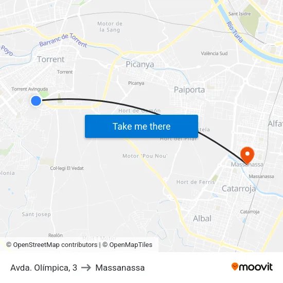 Olímpica to Massanassa map