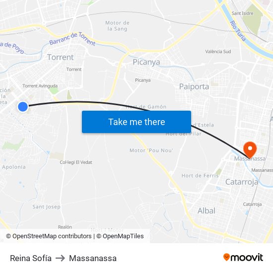 Reina Sofía to Massanassa map