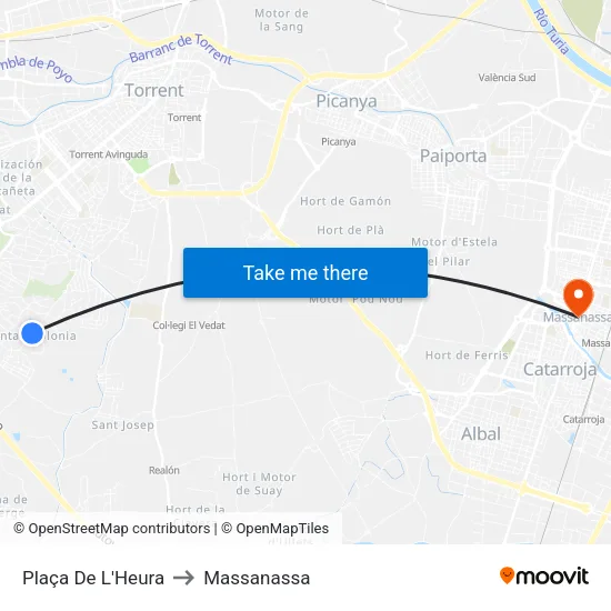 Plaça L´Heura to Massanassa map