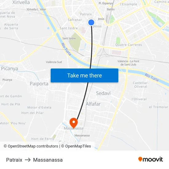 Patraix to Massanassa map