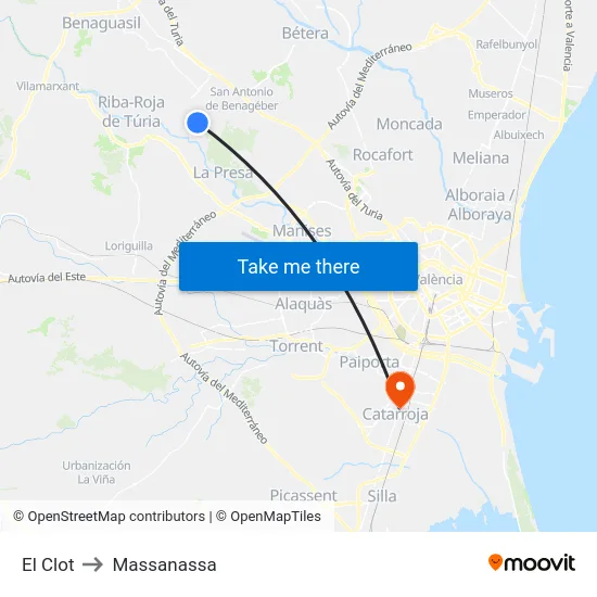 El Clot to Massanassa map