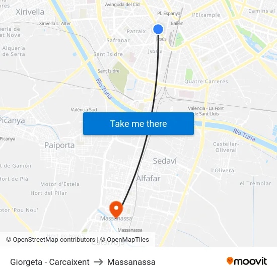 Giorgeta - Carcaixent to Massanassa map