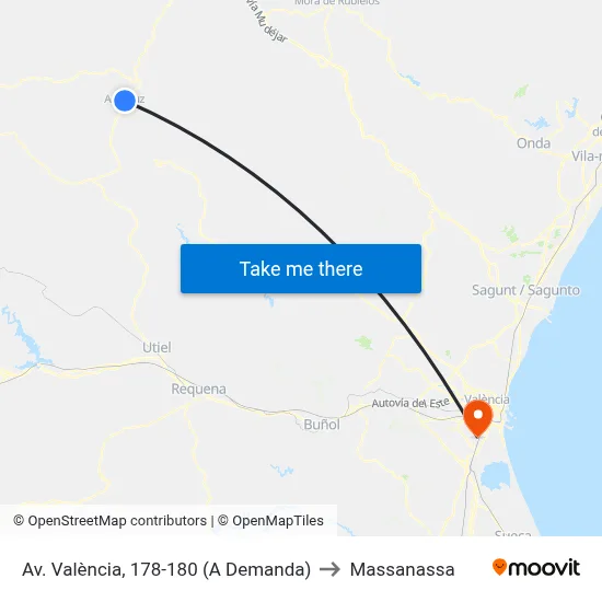 Av. València, 178-180 (A Demanda) to Massanassa map
