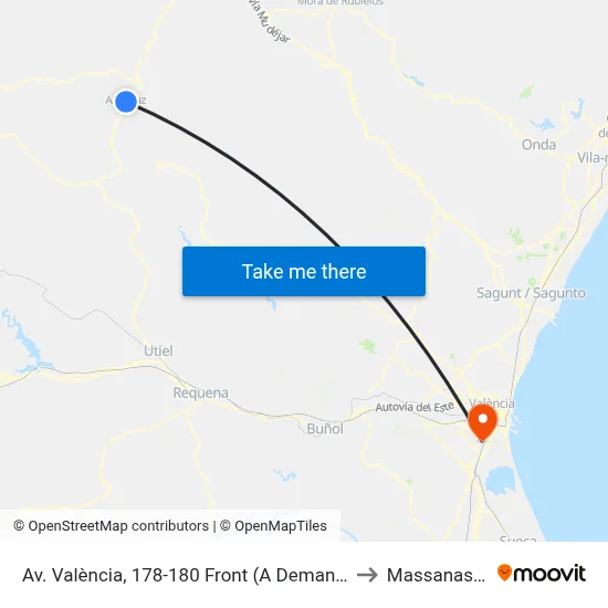 Av. València, 178-180 Front (A Demanda) to Massanassa map