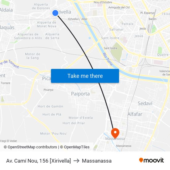 Av. Camí Nou, 156 [Xirivella] to Massanassa map