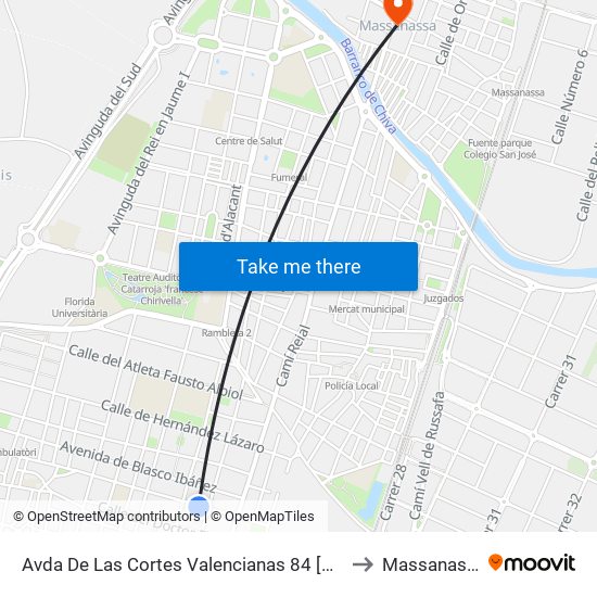 Avda De Las Cortes Valencianas 84 [Albal] to Massanassa map