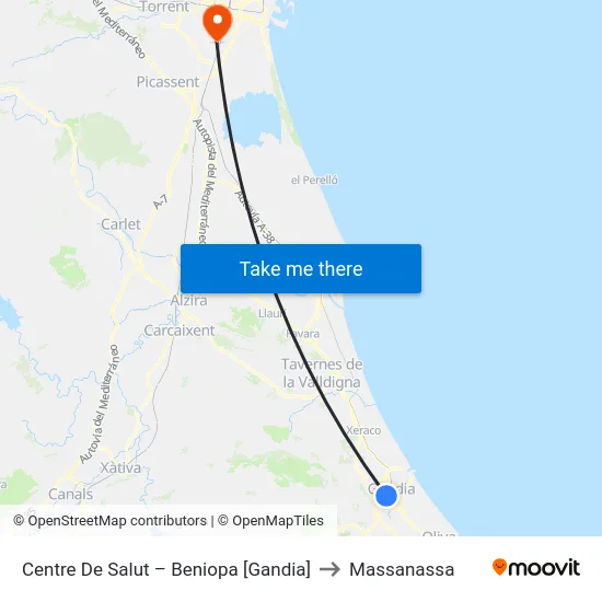 Centre De Salut – Beniopa [Gandia] to Massanassa map