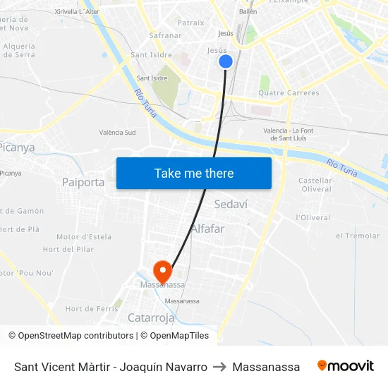 Sant Vicent Màrtir - Joaquín Navarro to Massanassa map