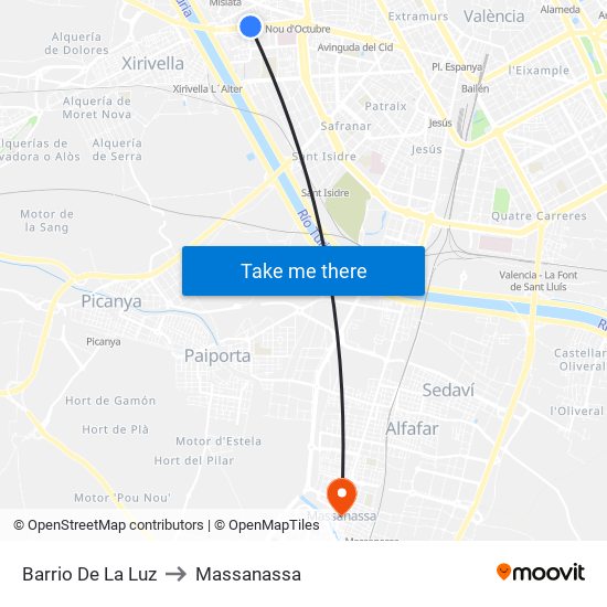 Barrio De La Luz to Massanassa map