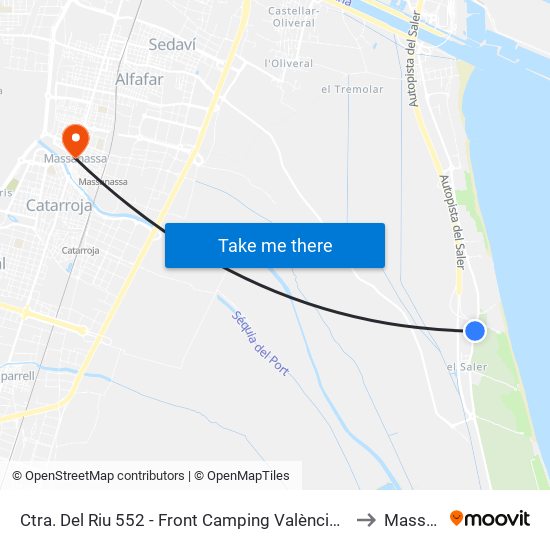 Ctra. Del Riu 552 - Front Camping València (El Saler) (El Saler) [València] to Massanassa map