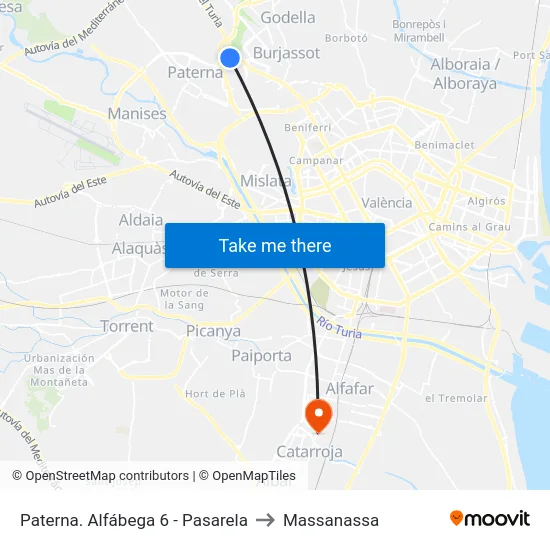 Paterna. Alfábega 6 - Pasarela to Massanassa map