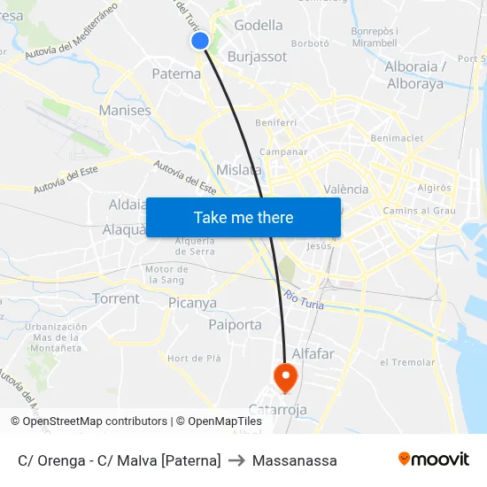C/ Orenga - C/ Malva [Paterna] to Massanassa map