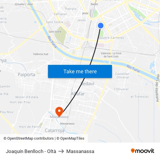 Joaquín Benlloch - Oltà to Massanassa map