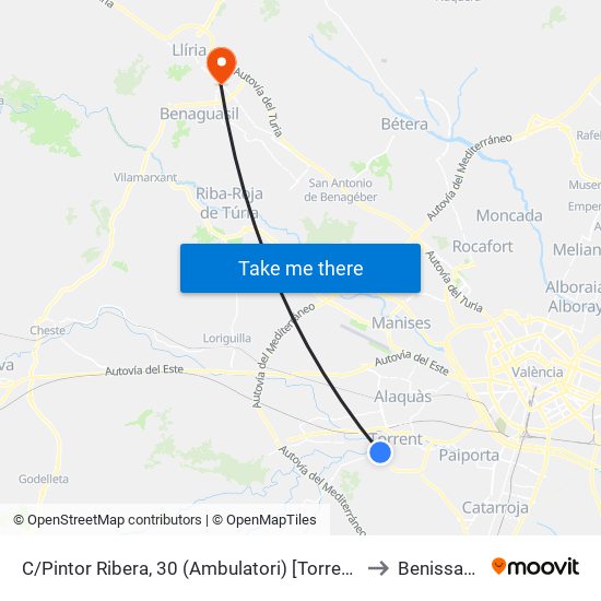 C/Pintor Ribera, 30 (Ambulatori) [Torrent] to Benissanó map