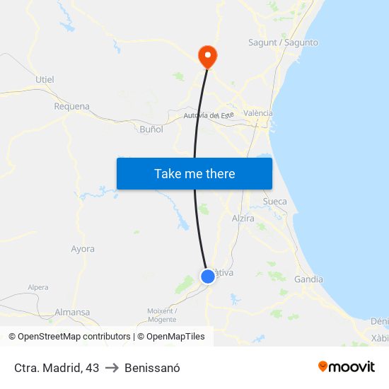 Ctra. Madrid, 43 to Benissanó map