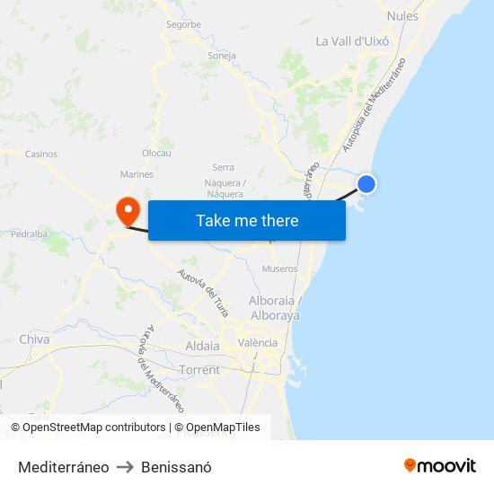 Mediterráneo to Benissanó map